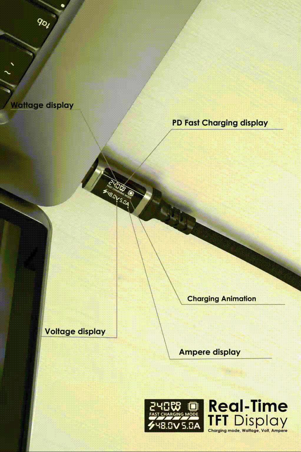 EGO Wiry Max 3 240W TFT顯示 USB-C 充電線 50cm - 灰色 功能及使用說明 02