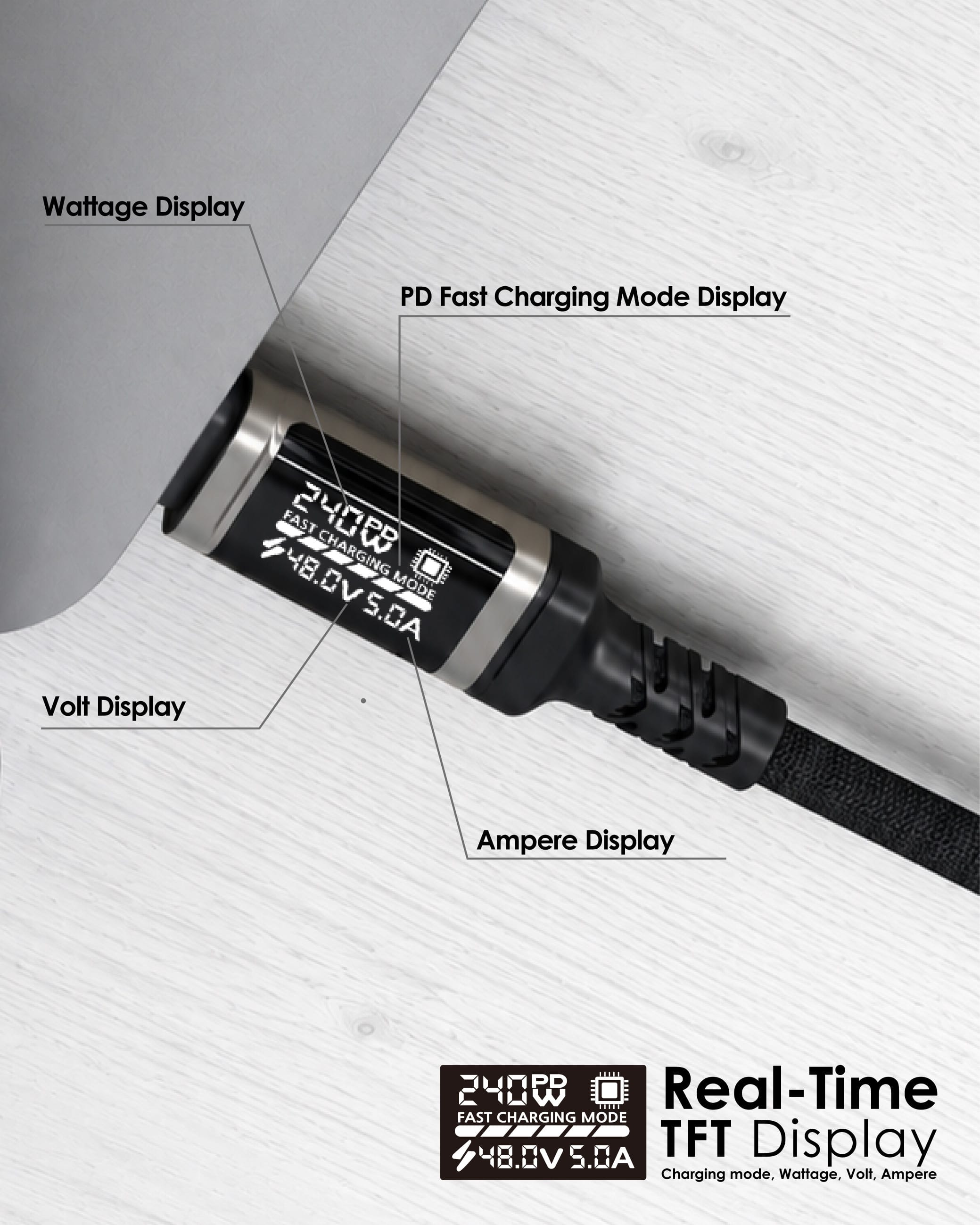 EGO Wiry Max 3 240W TFT顯示 USB-C 充電線 50cm - 灰色 功能及使用說明 05