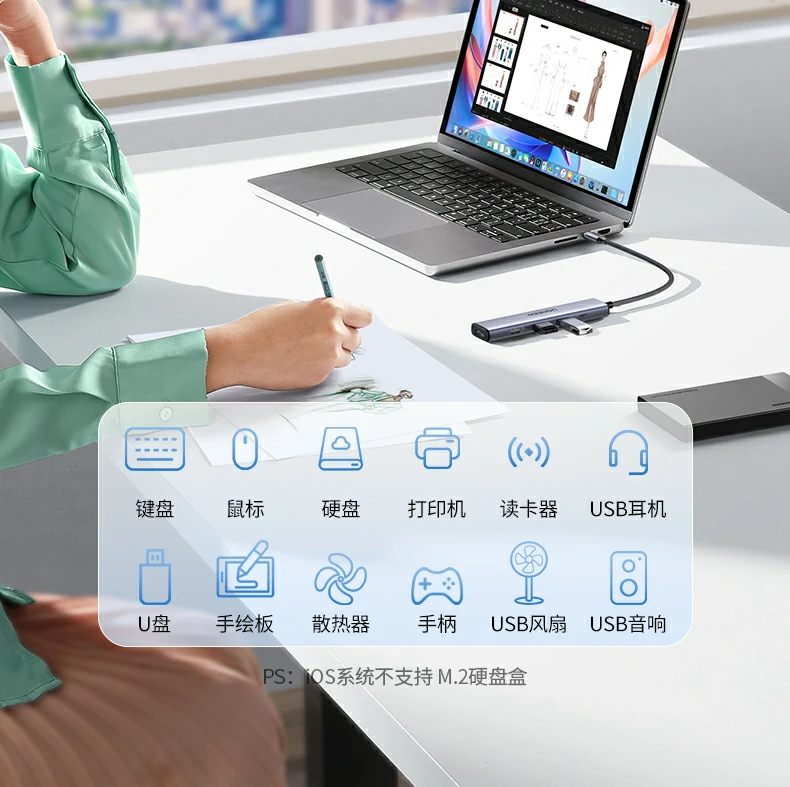 Ugreen 綠聯 CM478 Revodok 105 USB-C Hub 5合1多功能轉接器圖文描述 09
