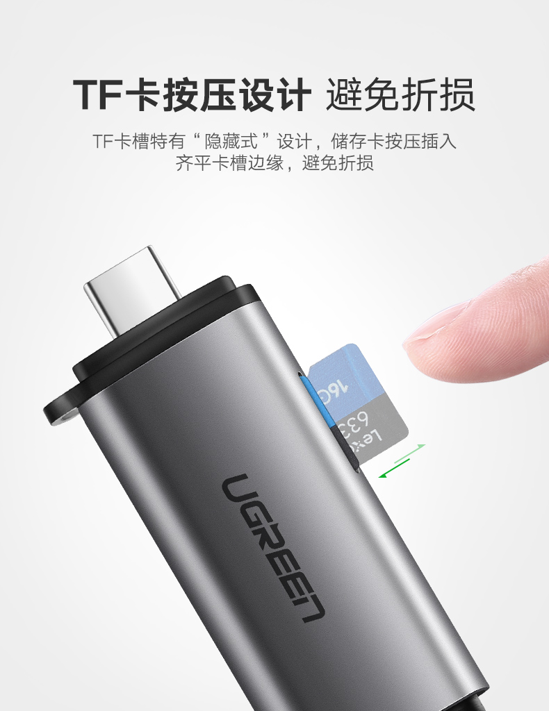 Ugreen 綠聯 CM185 USB-C / USB-A 3.0 Card Reader (SD + TF) 讀卡器 圖文描述 11