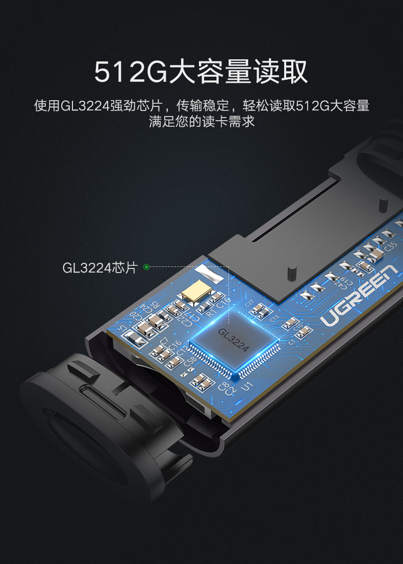 Ugreen 綠聯 CM185 USB-C / USB-A 3.0 Card Reader (SD + TF) 讀卡器 圖文描述 12