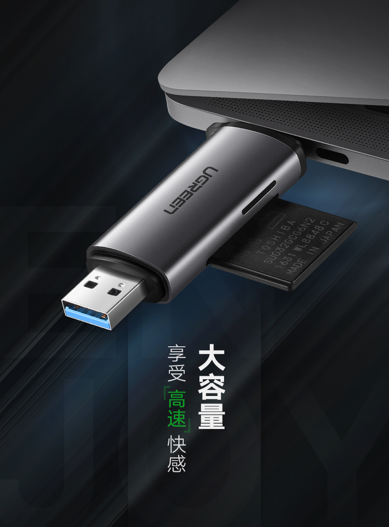 Ugreen 綠聯 CM185 USB-C / USB-A 3.0 Card Reader (SD + TF) 讀卡器 圖文描述 17