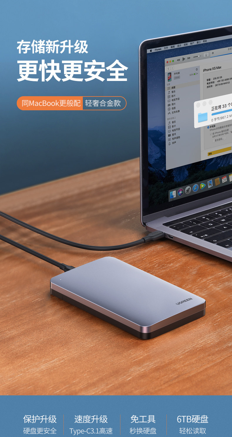 Ugreen 綠聯 CM300 USB-C 2.5" SATA HDD / SSD Enclosure 硬碟盒 圖文描述 01