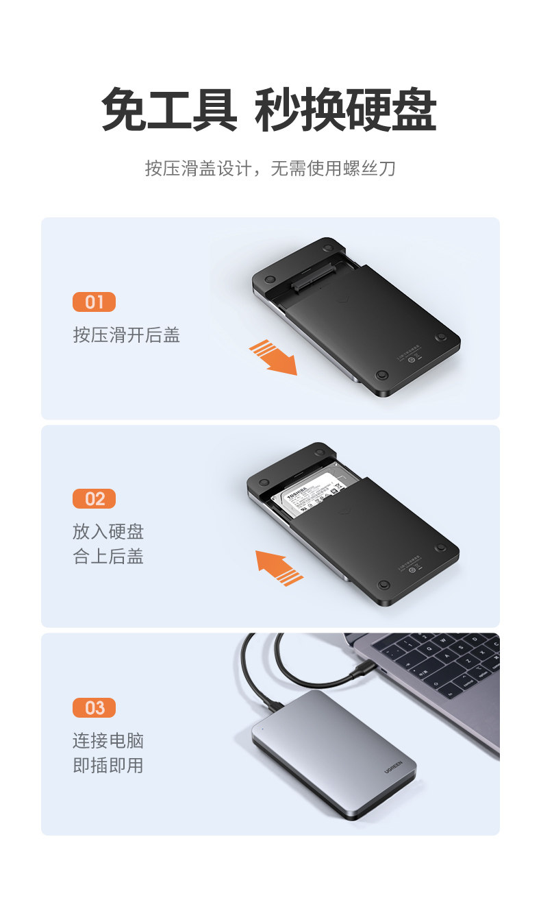 Ugreen 綠聯 CM300 USB-C 2.5" SATA HDD / SSD Enclosure 硬碟盒 圖文描述 06