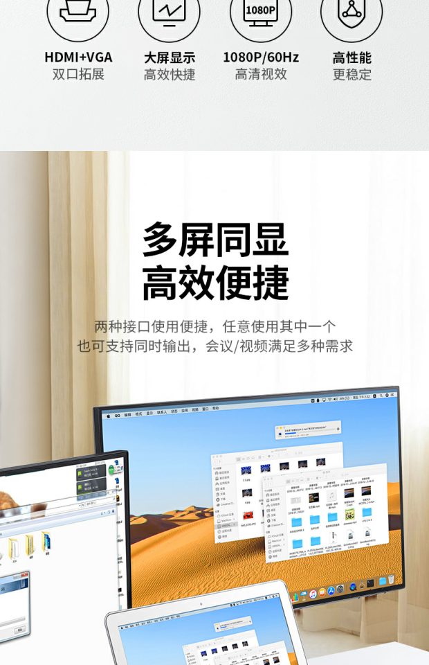Ugreen 綠聯 CM449 USB-A 3.0 to HDMI / VGA Adapter 轉接器 圖文描述 02