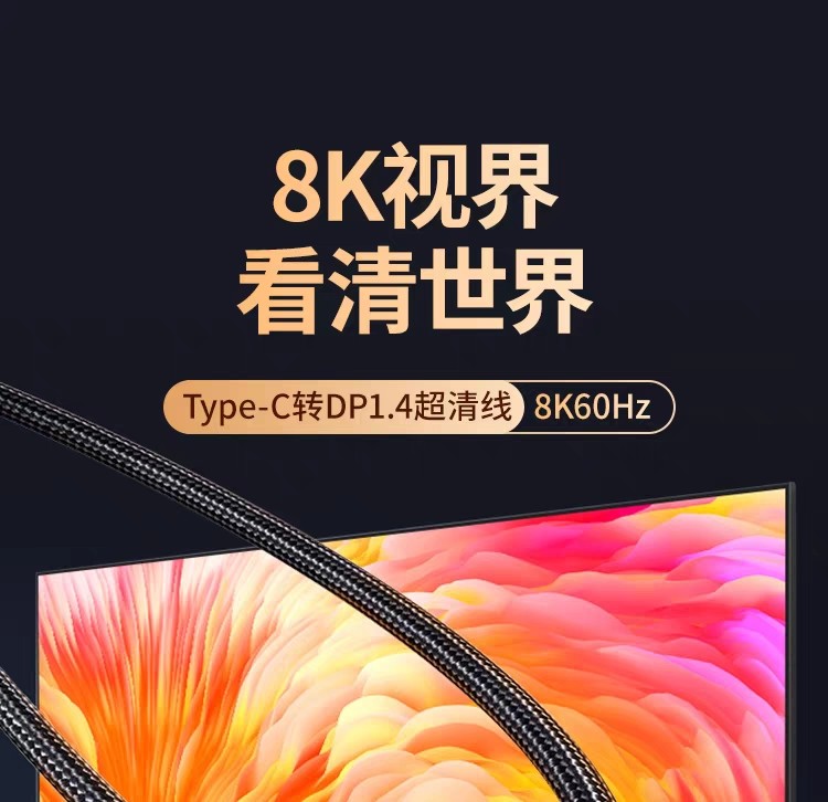 Ugreen 綠聯 CM556 USB-C to DisplayPort 1.4 Cable 8K 2M 圖文描述 01