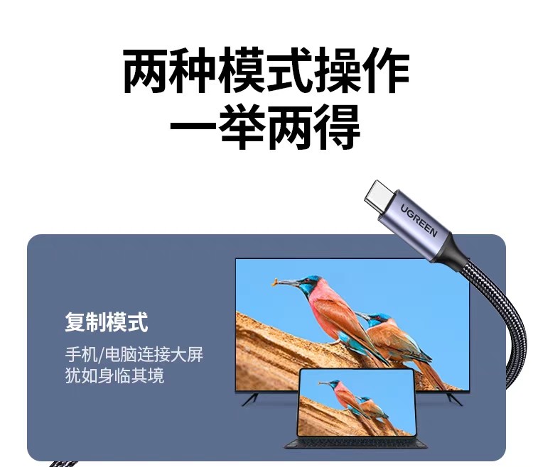 Ugreen 綠聯 CM556 USB-C to DisplayPort 1.4 Cable 8K 2M 圖文描述 15