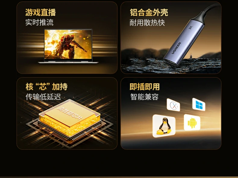 Ugreen 綠聯 CM629 HDMI to USB-C / USB-A Video Capture Card 影像擷取卡 圖文描述 04