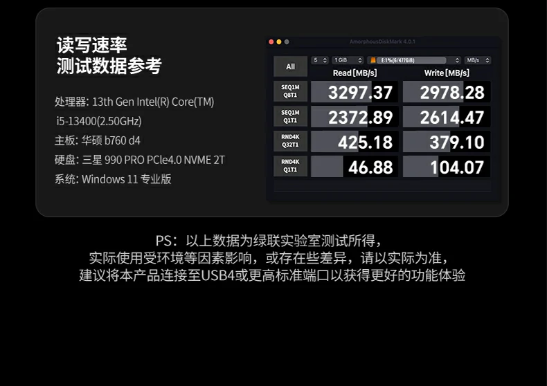 Ugreen 綠聯 CM847 USB4 40Gbps Dual-Bay M.2 NVMe SSD Enclosure 雙槽硬碟盒（英規） 圖文描述 12