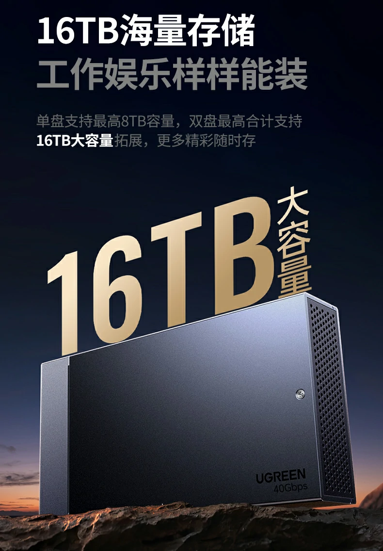 Ugreen 綠聯 CM847 USB4 40Gbps Dual-Bay M.2 NVMe SSD Enclosure 雙槽硬碟盒（英規） 圖文描述 24