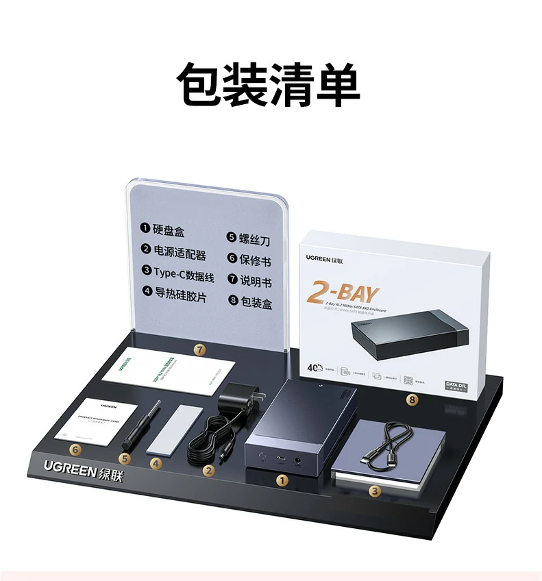 Ugreen 綠聯 CM847 USB4 40Gbps Dual-Bay M.2 NVMe SSD Enclosure 雙槽硬碟盒（英規） 圖文描述 36