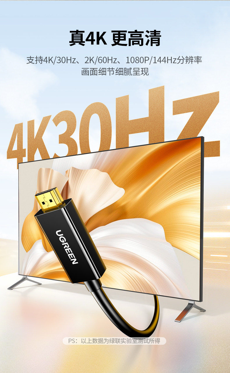 Ugreen 綠聯 MD101 Mini DisplayPort to HDMI Cable 4K 1.5M 圖文描述 03