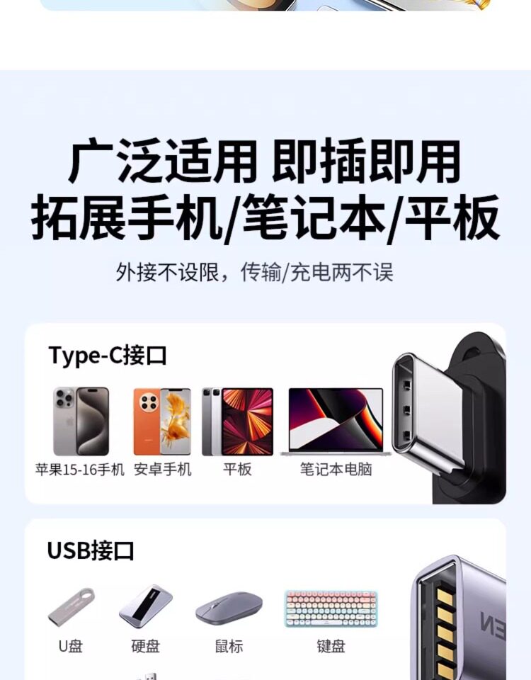 Ugreen 綠聯 US270 USB-C to USB-A 3.0 Adapter 轉接器 圖文描述 03