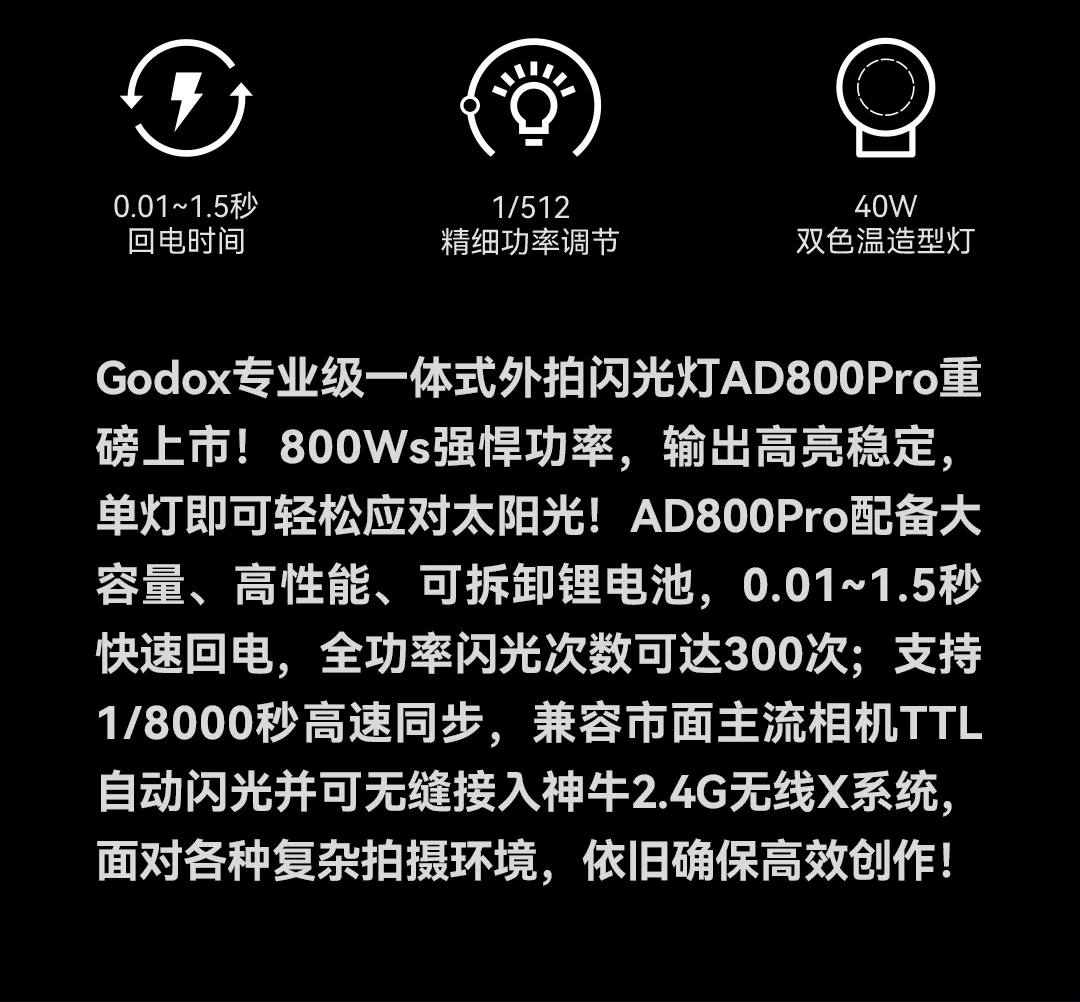 Godox 神牛 AD800Pro All-in-One Outdoor Flash 專業外拍閃光燈 圖文描述 02