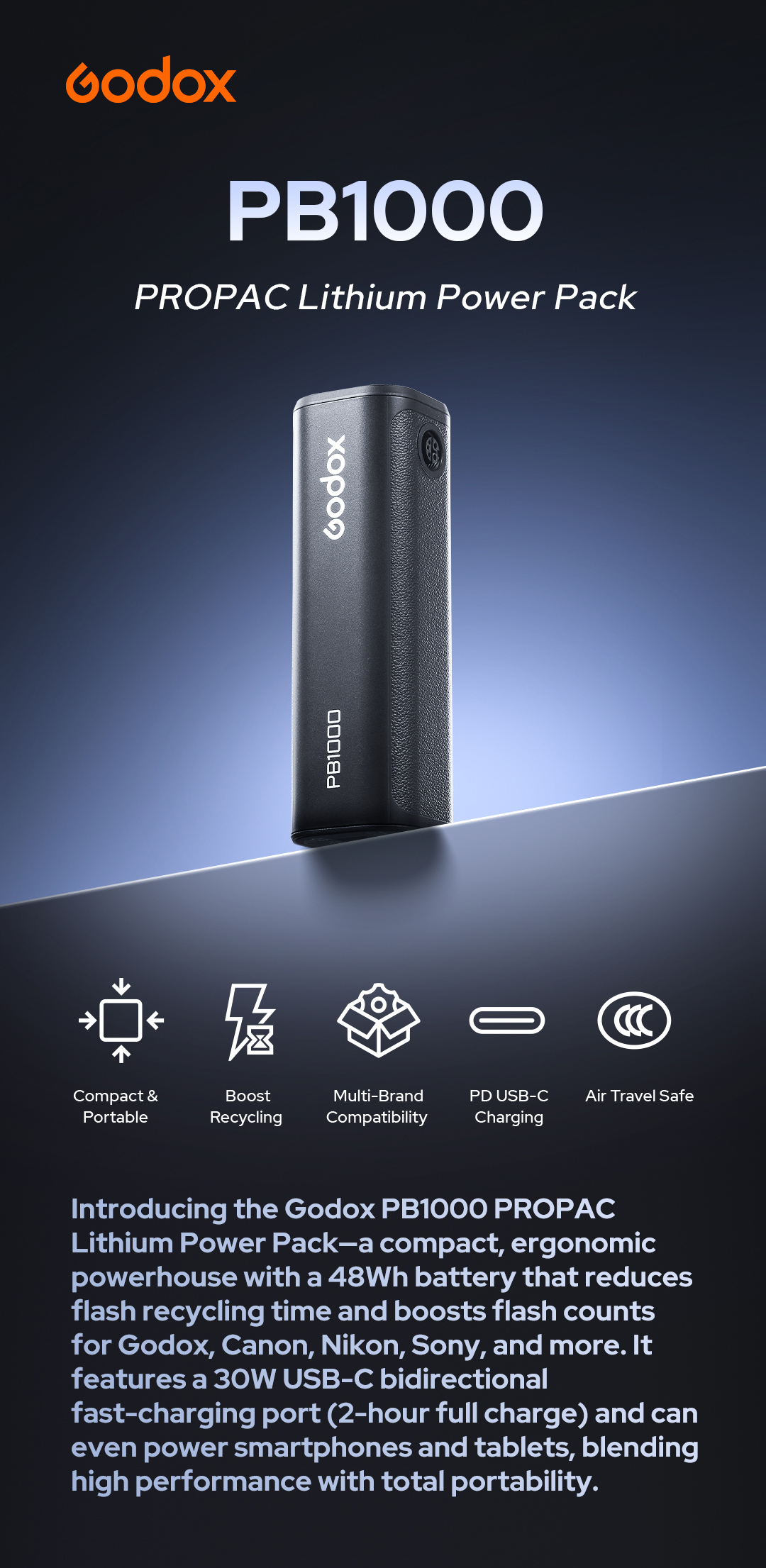 Godox 神牛 PB1000 PROPAC Lithium Power Pack 閃光燈電池 圖文描述 01