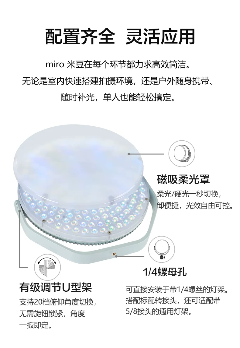 Nanlite 南光 miro 30c RGB Round LED Light Panel 全彩圓形補光燈 - Mint Blue 薄荷藍 圖文描述 08