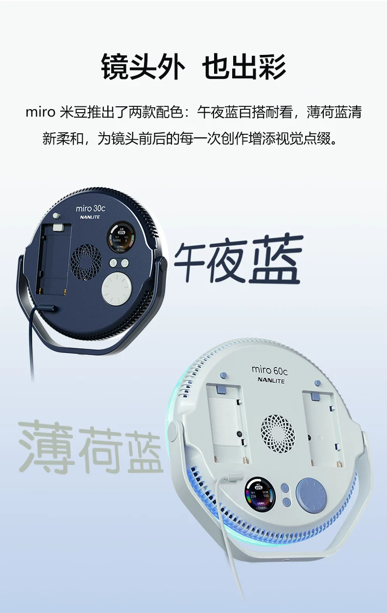 Nanlite 南光 miro 30c RGB Round LED Light Panel 全彩圓形補光燈 - Mint Blue 薄荷藍 圖文描述 12