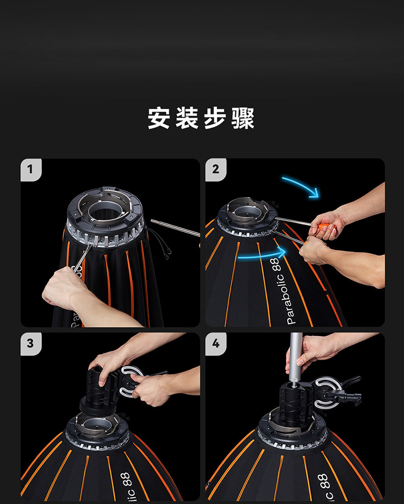 Godox 神牛 P158 Parabolic Focusing Reflector Kit 拋物線反射柔光罩套裝 圖文描述 16