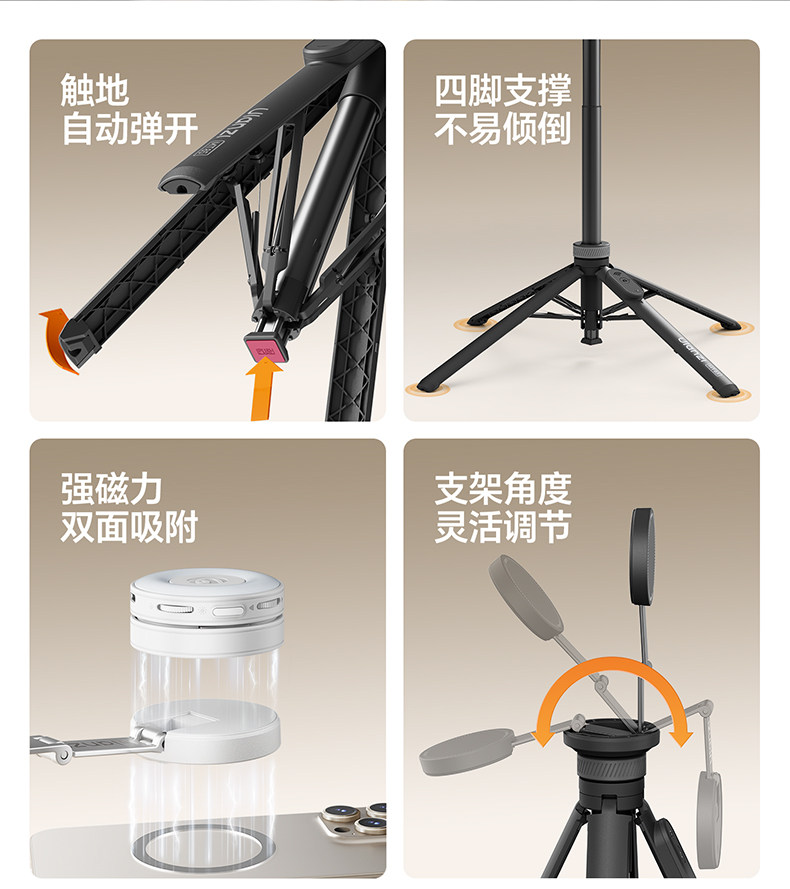 Ulanzi MT85 Automatic Pop-Up Phone Tripod White 磁吸手機支架 (白色) 圖文描述 02