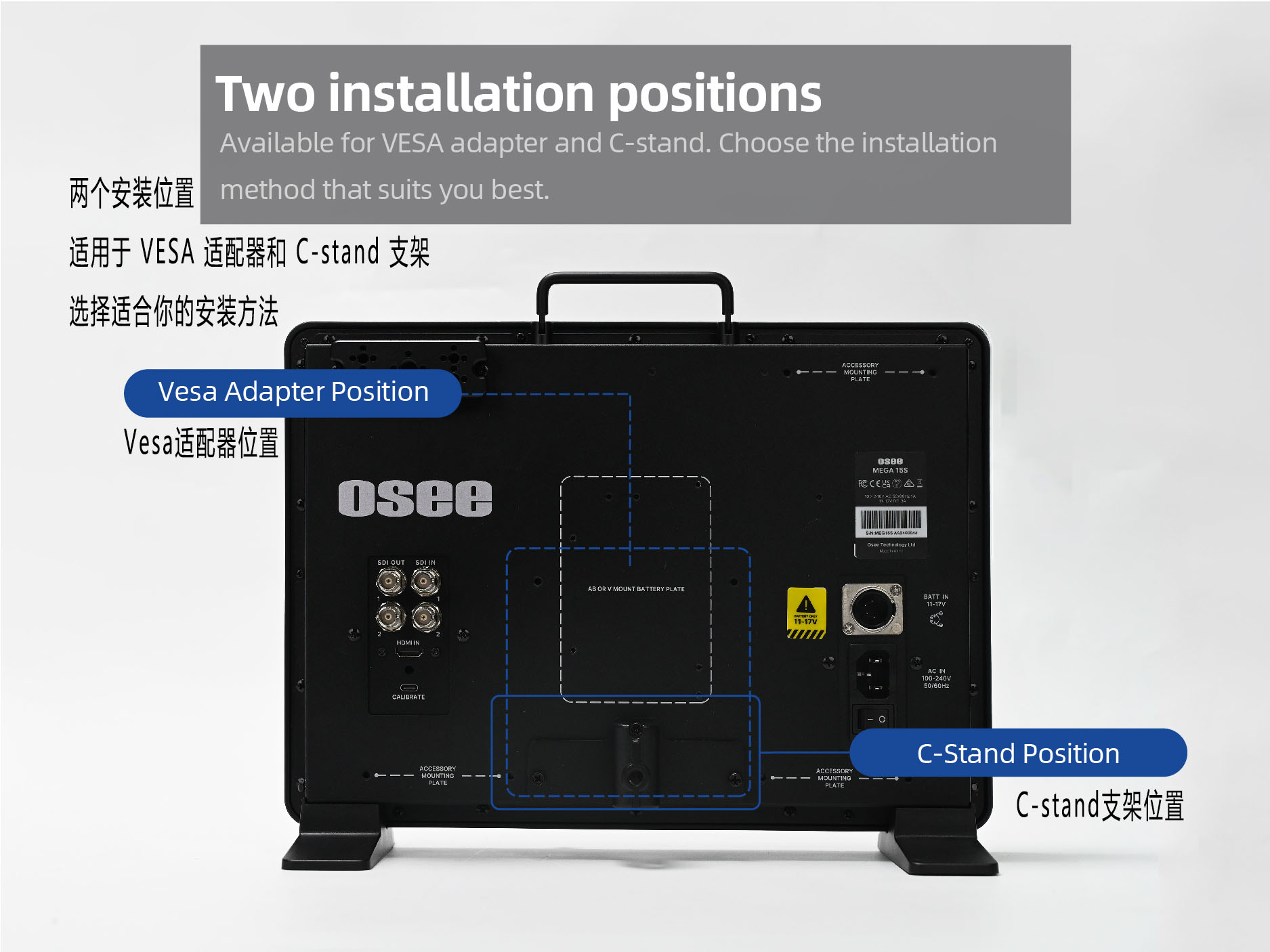 OSEE Mega 15S 15.4" Ultra-Bright HDR Field Production Monitor (V-Mount) 專業監視器 圖文描述 10