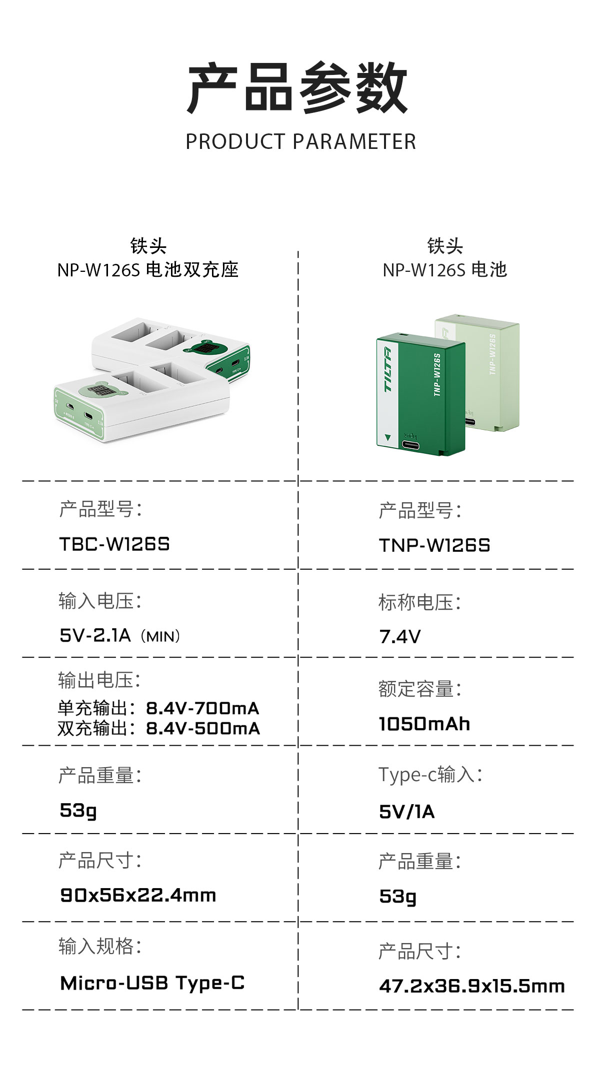 Tilta 鐵頭 TNP-W126S-AG NP-W126S Battery with USB-C Input 1050mAh 相機電池 (灰綠色) 圖文描述 20