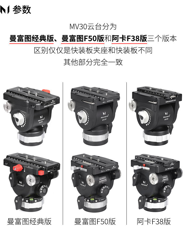 Marsace 馬小路 MV30 Video Head - Manfrotto Classic Plate 液壓攝錄雲台（曼富圖經典版） 圖文描述 02
