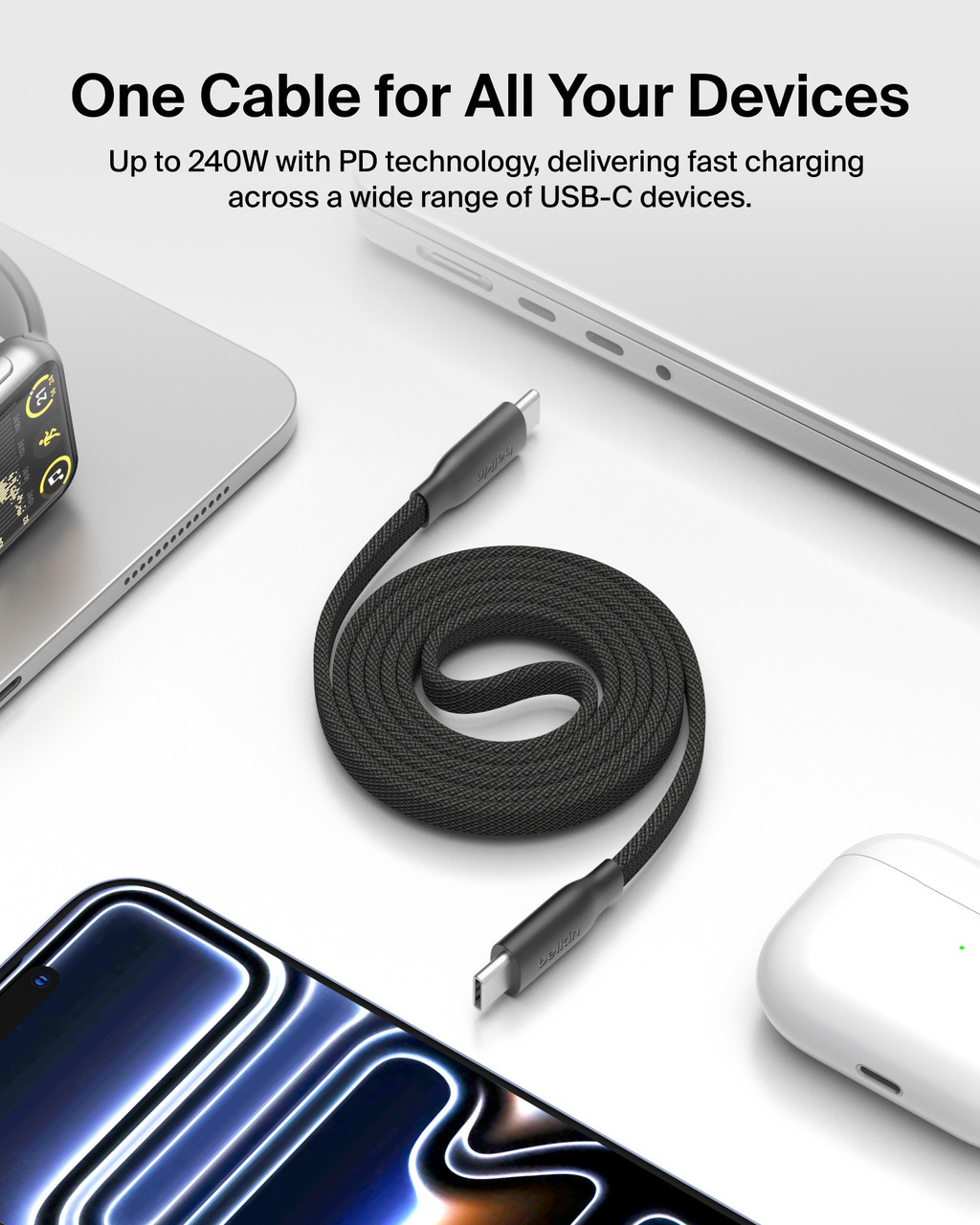 Belkin CAB027 BoostCharge Pro 240W Magnetic USB-C Cable 1M 圖文描述 6