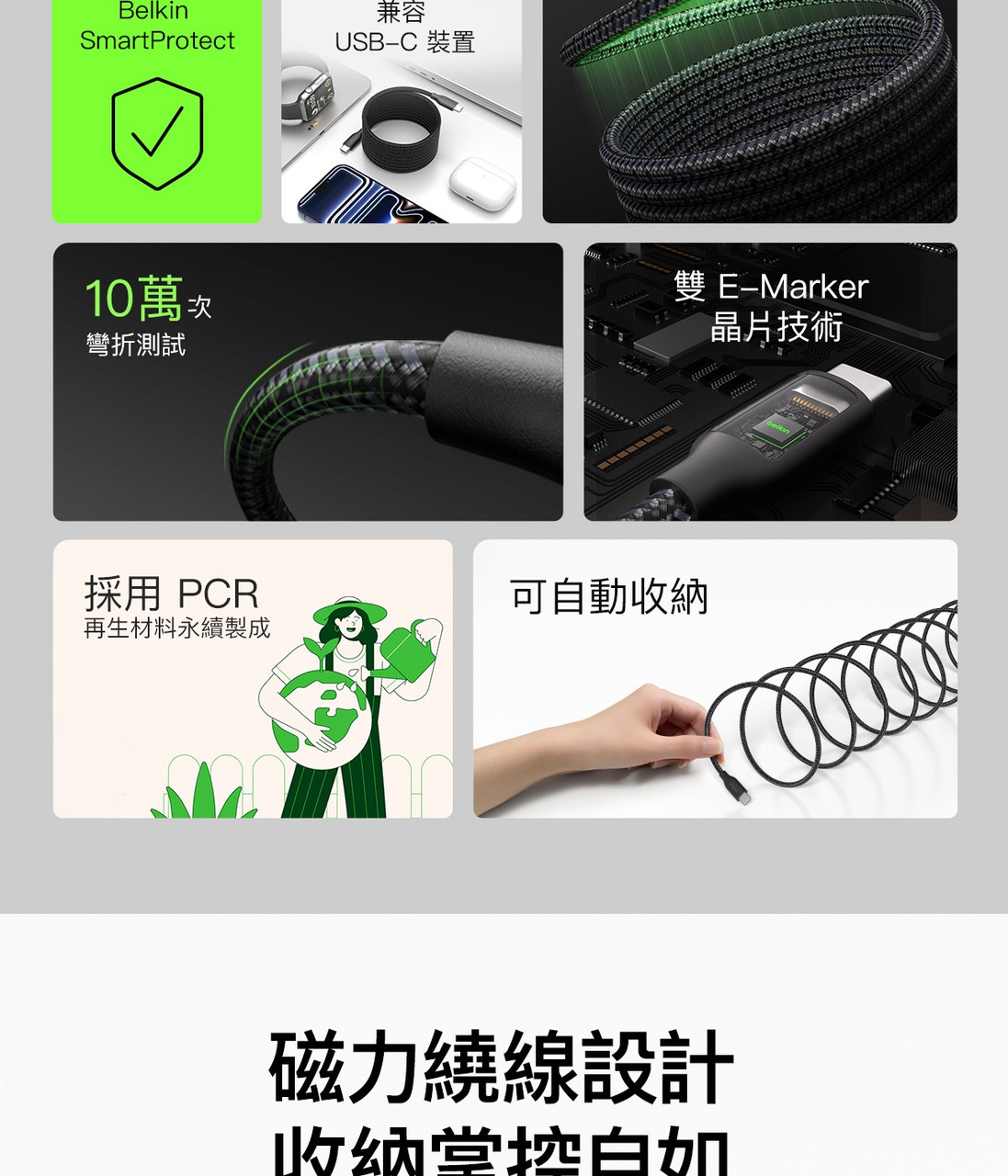 Belkin CAB028 BoostCharge Pro 240W Magnetic USB-C Cable 2M 圖文描述 3