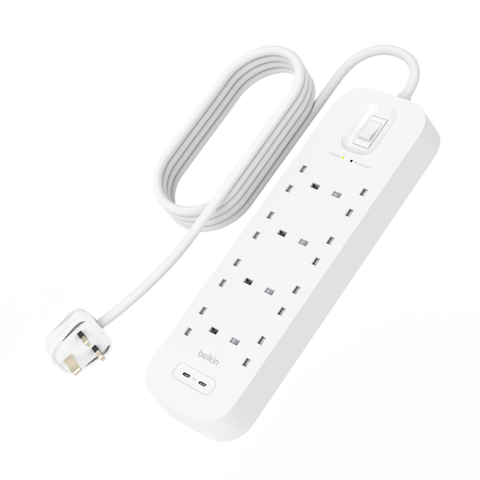 Belkin Connect 8位防雷保護拖板（2個 USB-C｜30W｜2米） 圖文描述圖片 3