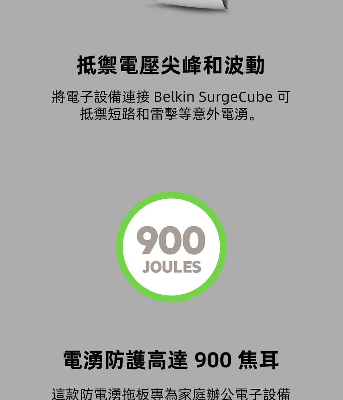 Belkin 8位防雷保護拖板（2個 USB-A｜2.4A｜2米） 圖文描述圖片 1 第 5 部分