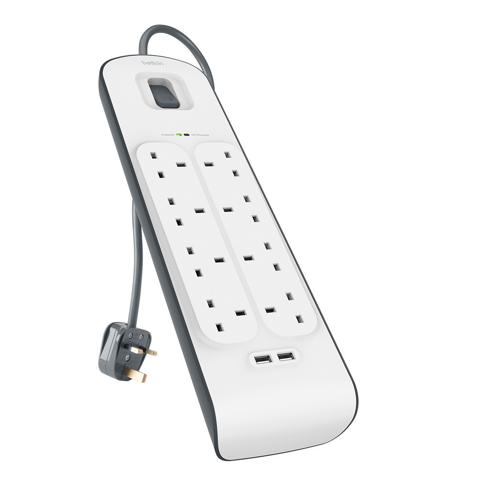 Belkin 8位防雷保護拖板（2個 USB-A｜2.4A｜2米） 圖文描述圖片 5