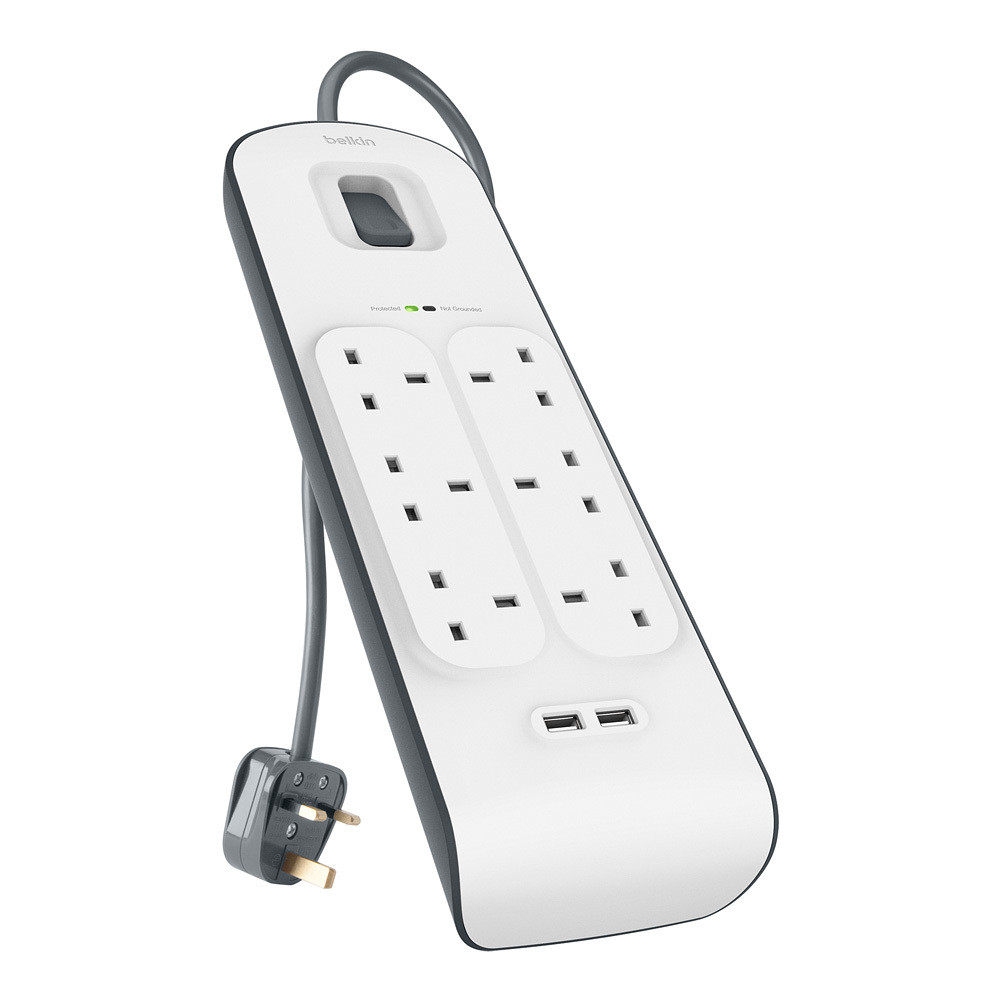 Belkin 6位防雷保護拖板（2個 USB-A｜2.4A｜2米） 圖文描述圖片 4