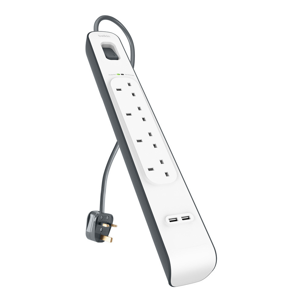 Belkin 4位防雷保護拖板（2個 USB-A｜2.4A｜2米） 圖文描述圖片 4