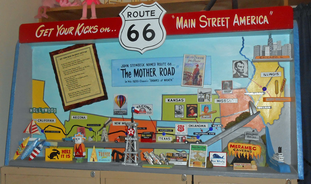 DETAILED - RT 66 - DISPLAY - SHADOW BOX - DIORAMA by George Borum