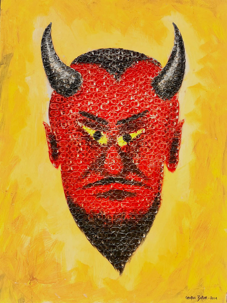 DEVIL PAINTING Covered with Pull Tabs