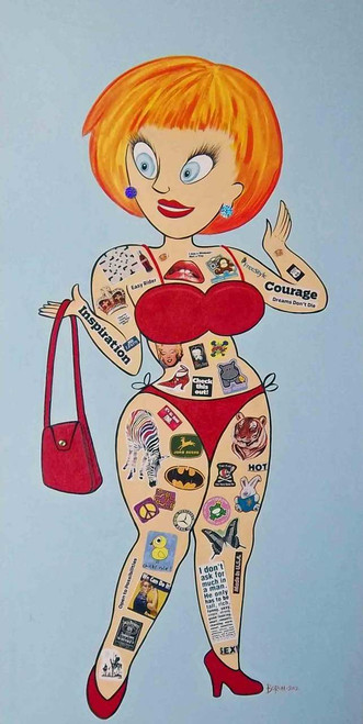 TINA the TATTOOED TRAMP PAINTING by George Borum