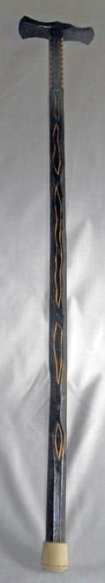 Black Notched and Carved Walking Cane #3 by Geo G Borum 