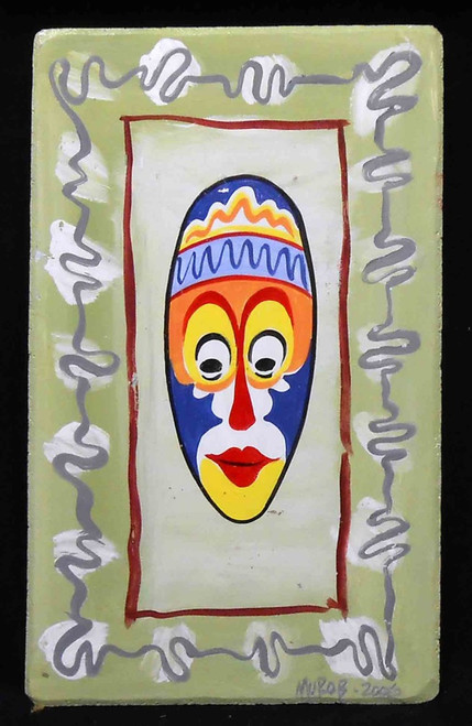 Colorful Painted Mask on wood panel by George Borum