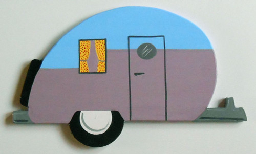 TEARDROP TRAILER w/ Yellow Curtains by George Borum