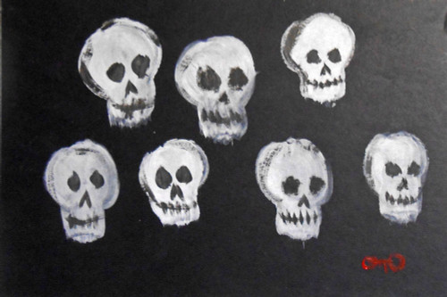 SEVEN SKULLS on cardboard by Otto Schneider