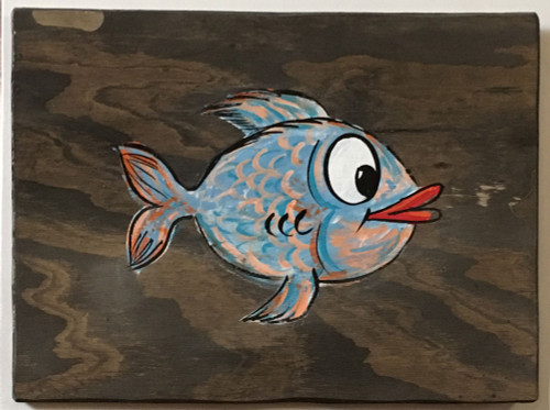 COLORFUL BLUE FISH PAINTING by George Borum