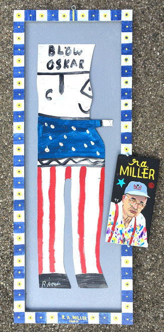 BLOW OSCAR - METAL Cut-out in wood frame by R A Miller