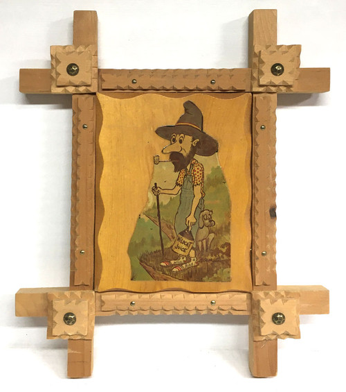 TRAMP ART FRAME w/ HILLBILLY (1970's) Geo G Borum