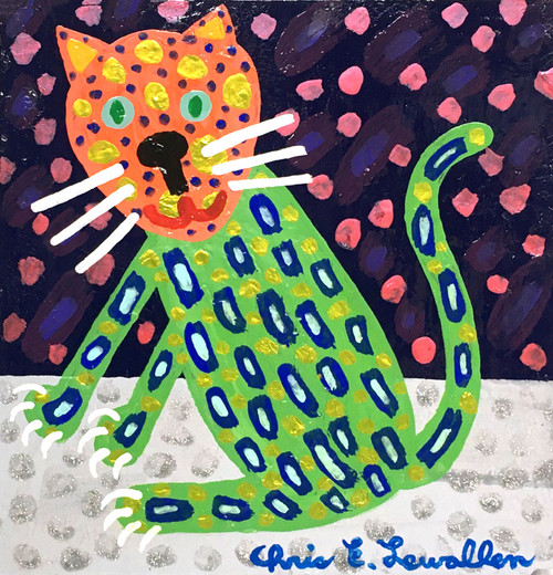 GREEN CAT w/ ORANGE HEAD by Chris Lewallen