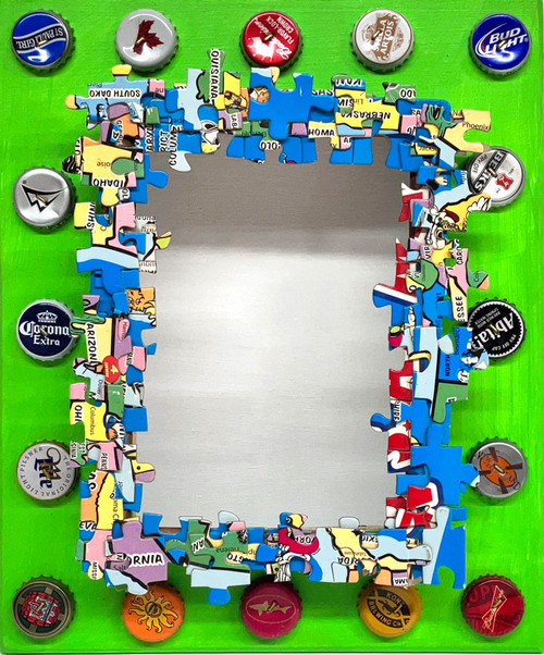 JIGSAW PUZZLE PIECES & BOTTLE CAPS - 5" x 7"