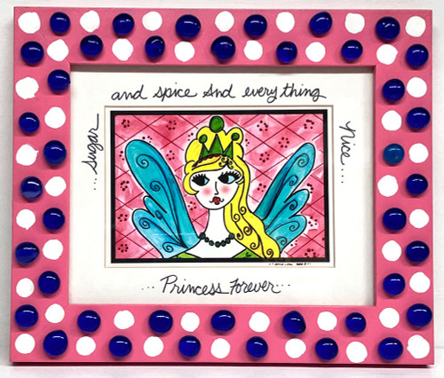 "PRINCESS" - BLUE MARBLES & WHITE DOTS 8"x10" - HALF PRICE