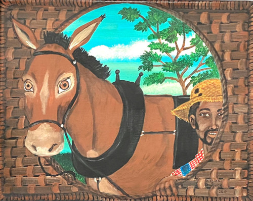 MAN w/Straw Hat & MULE (46) by Richard Roebuck -