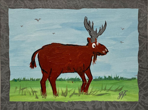 MOOSE ACRYLIC PAINTING by John Taylor