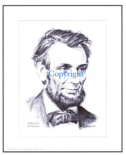 One Vintage ArtPrint of ABE LINCOLN by Lloyd Ostendorf -- FREE DELIVERY!