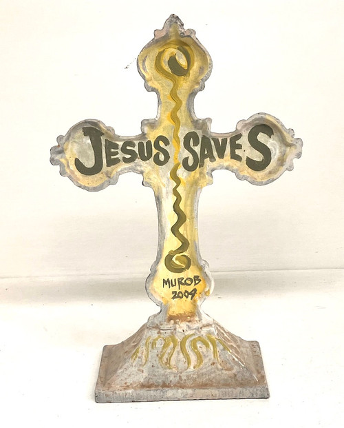 JESUS SAVES -- METAL CROSS